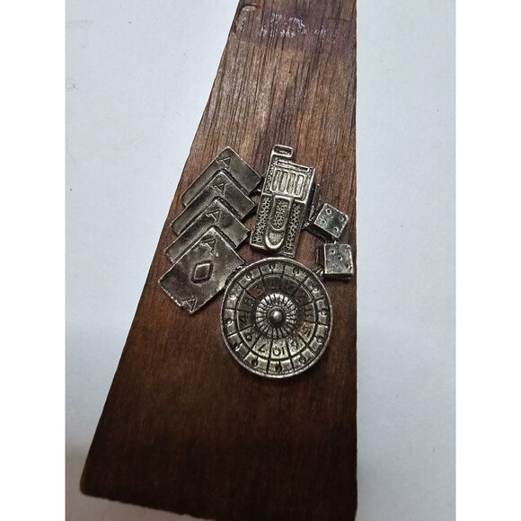 Wooden Handle Letter Opener With Gambling Motif Retro Vintage Distressed - Picture 7 of 8